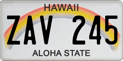 HI license plate ZAV245