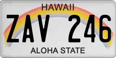 HI license plate ZAV246