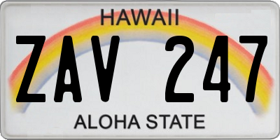HI license plate ZAV247
