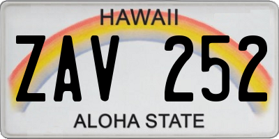 HI license plate ZAV252