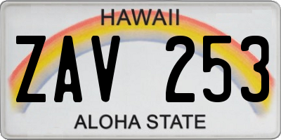 HI license plate ZAV253