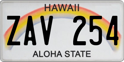 HI license plate ZAV254
