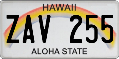 HI license plate ZAV255