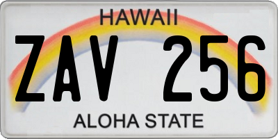 HI license plate ZAV256
