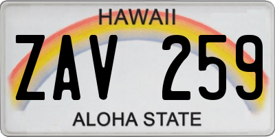 HI license plate ZAV259