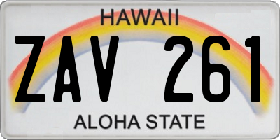 HI license plate ZAV261