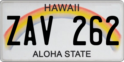 HI license plate ZAV262