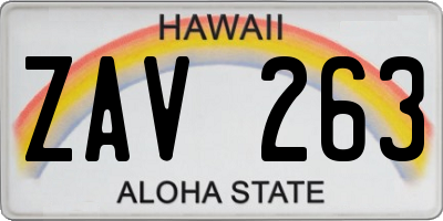 HI license plate ZAV263
