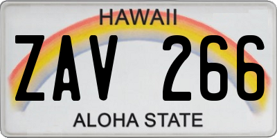 HI license plate ZAV266