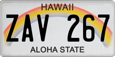 HI license plate ZAV267