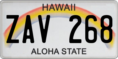 HI license plate ZAV268