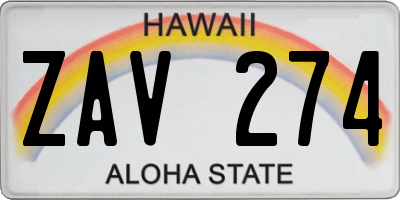 HI license plate ZAV274