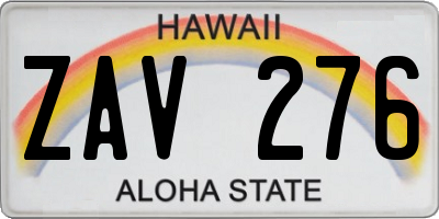 HI license plate ZAV276