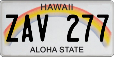 HI license plate ZAV277