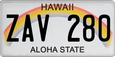HI license plate ZAV280