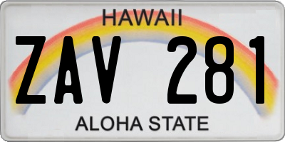 HI license plate ZAV281