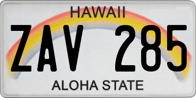 HI license plate ZAV285