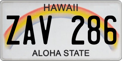 HI license plate ZAV286