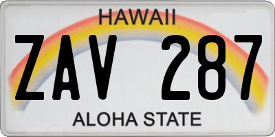 HI license plate ZAV287