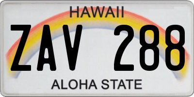 HI license plate ZAV288