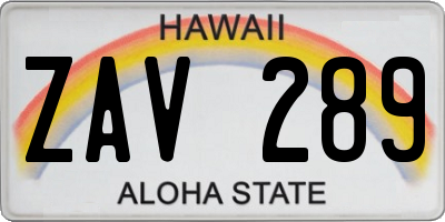 HI license plate ZAV289