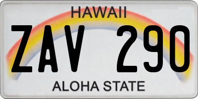 HI license plate ZAV290