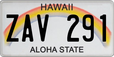 HI license plate ZAV291