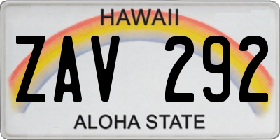 HI license plate ZAV292
