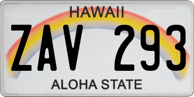 HI license plate ZAV293