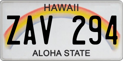 HI license plate ZAV294