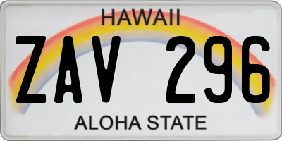 HI license plate ZAV296