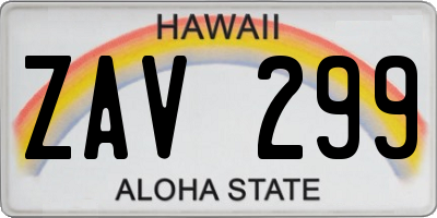 HI license plate ZAV299