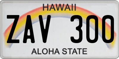 HI license plate ZAV300