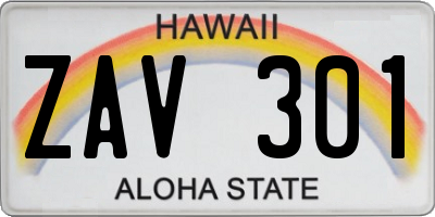 HI license plate ZAV301