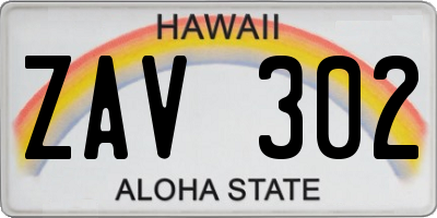 HI license plate ZAV302