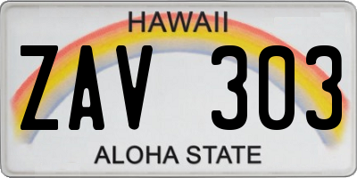 HI license plate ZAV303