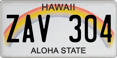 HI license plate ZAV304