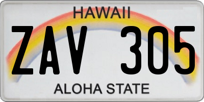HI license plate ZAV305