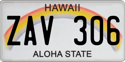 HI license plate ZAV306