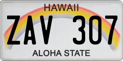 HI license plate ZAV307
