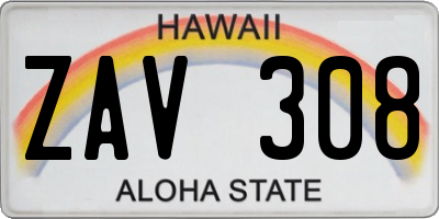 HI license plate ZAV308