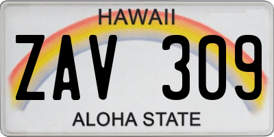 HI license plate ZAV309
