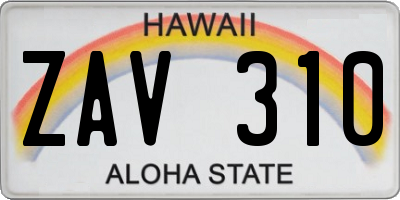 HI license plate ZAV310