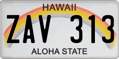 HI license plate ZAV313