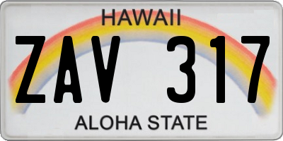 HI license plate ZAV317