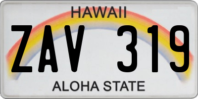 HI license plate ZAV319