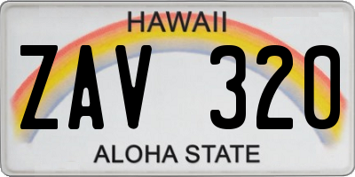 HI license plate ZAV320
