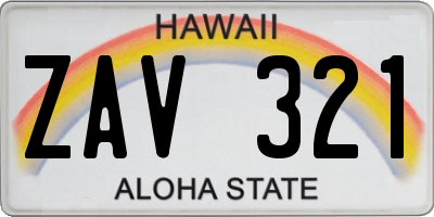 HI license plate ZAV321