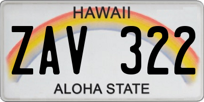 HI license plate ZAV322