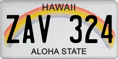 HI license plate ZAV324